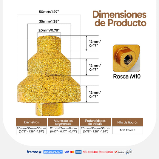Fresa de Diamante 50mm M14 para Taladro y Amoladora