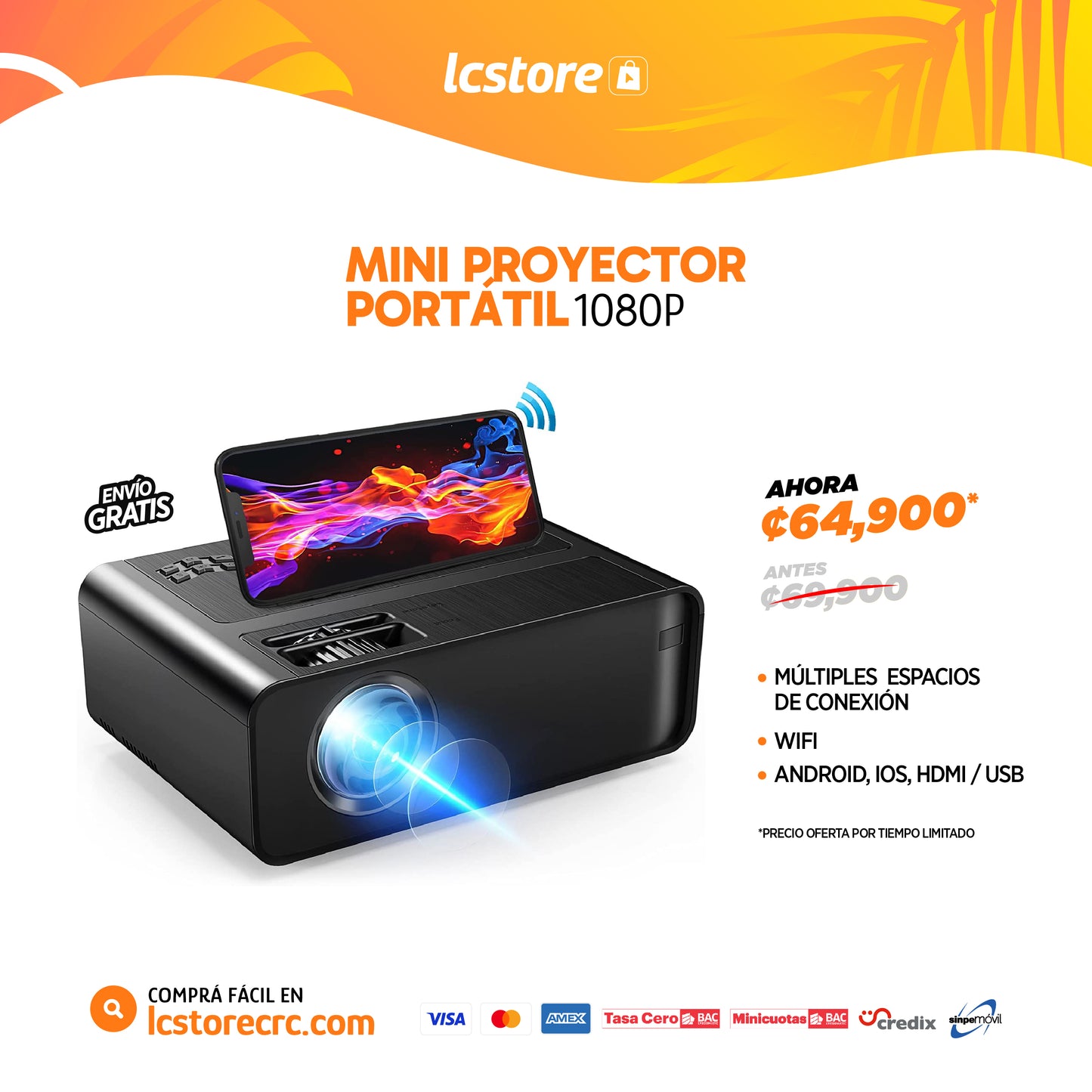 Mini proyector portátil 1080p