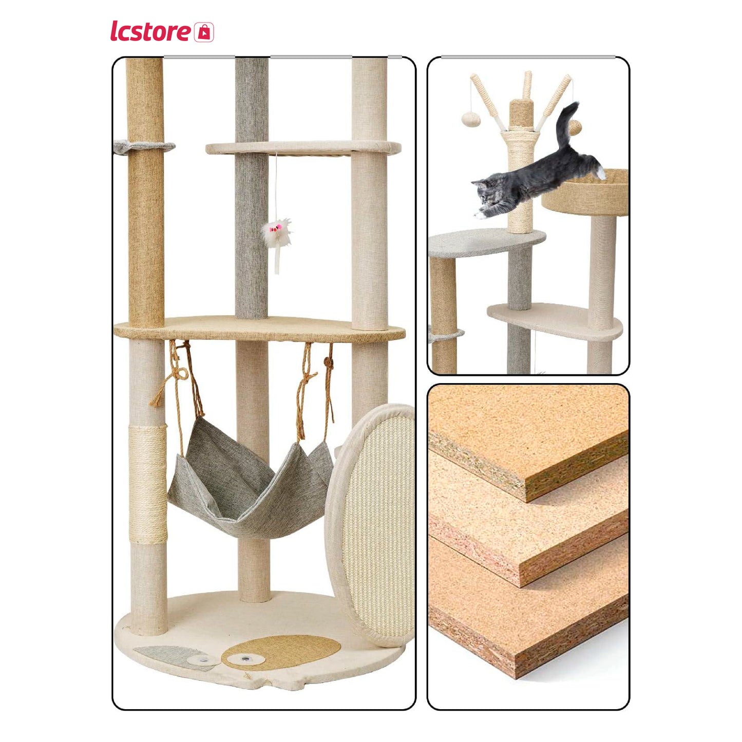 Rascador para gatos varios niveles de 145 cm de alto