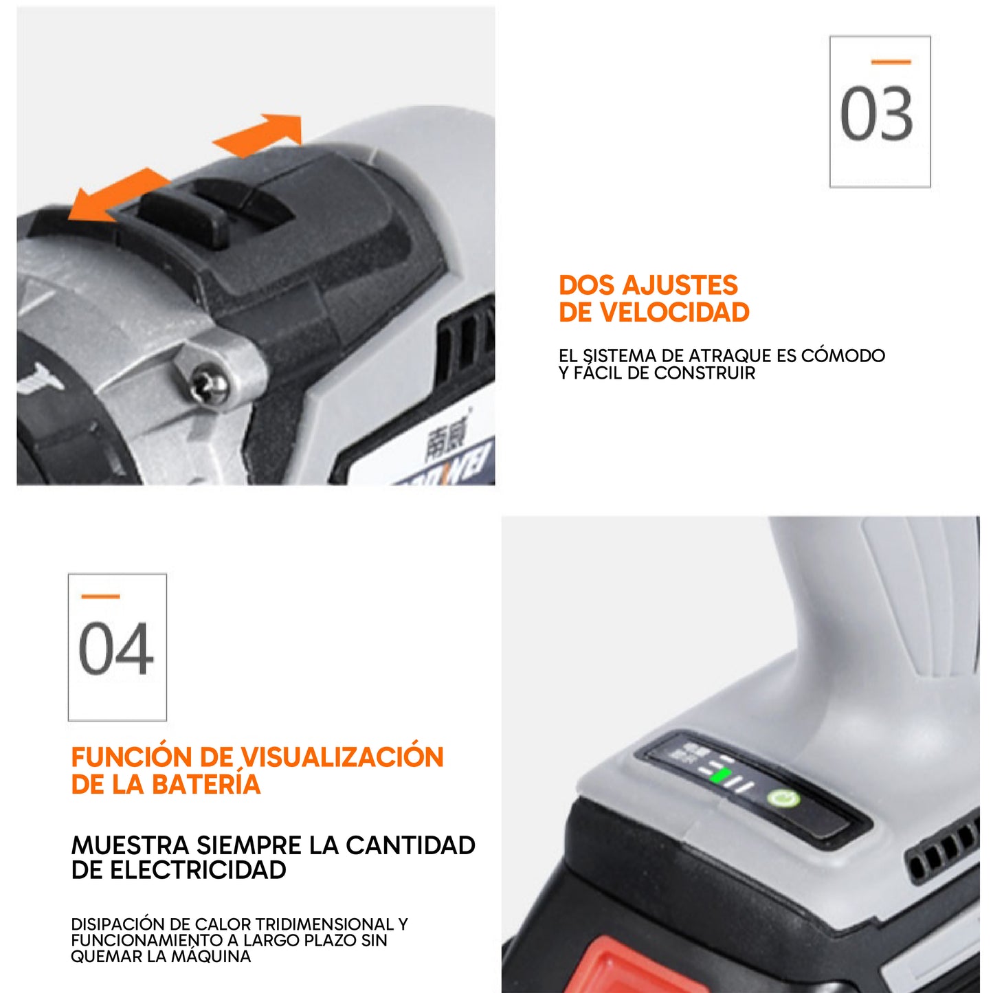 Taladro inalámbrico 1/2 Nanwei de 21 Voltios
