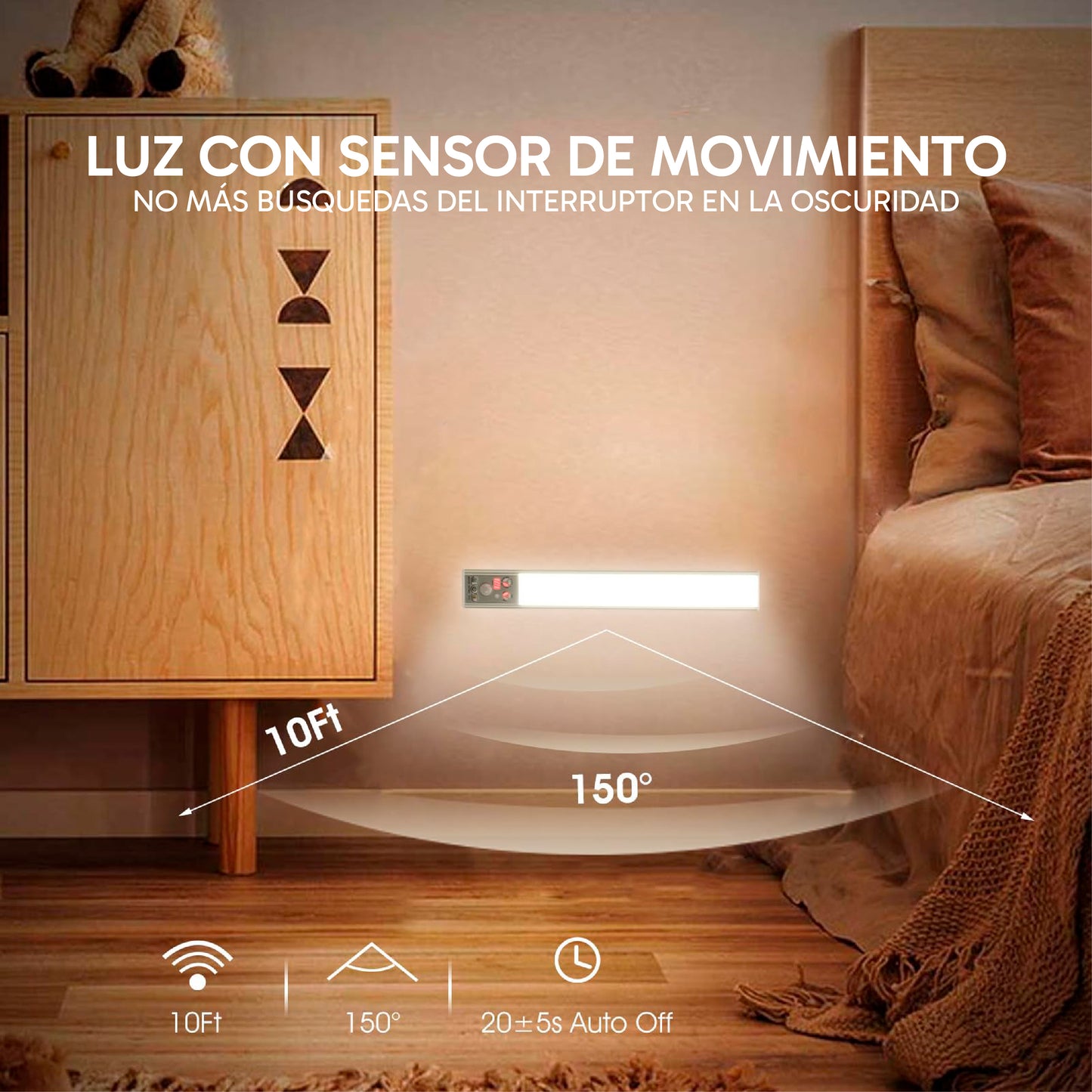Pack de 2 Luces LED Ocultas Recargables con Sensor de Movimiento