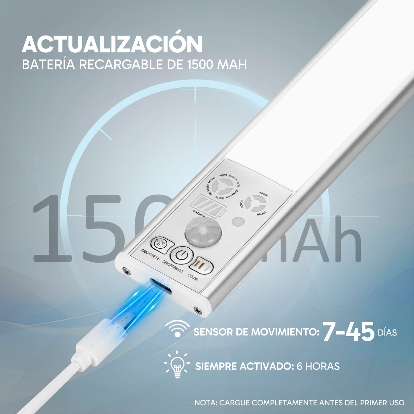 Pack de 2 Luces LED Ocultas Recargables con Sensor de Movimiento