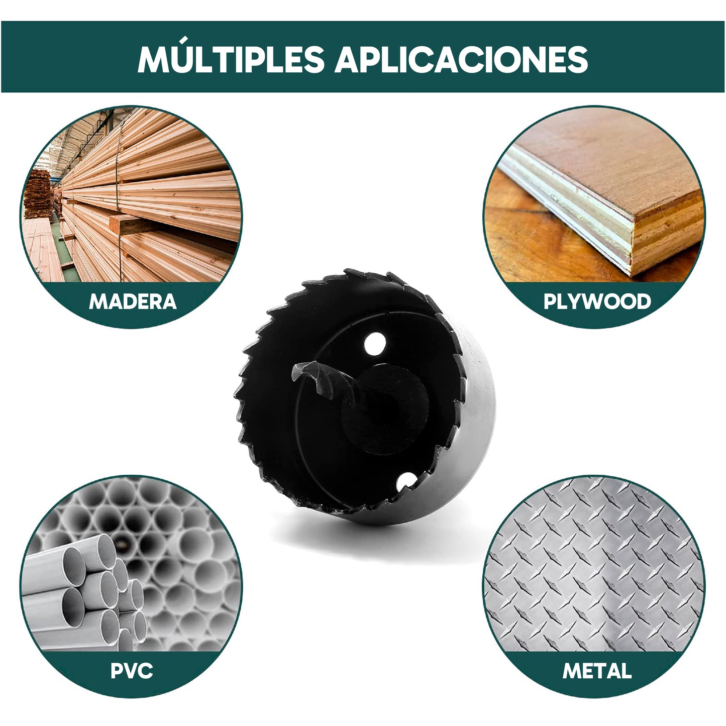 Juego de sierra perforadora de 16 piezas de 3/4 a 5 pulgadas