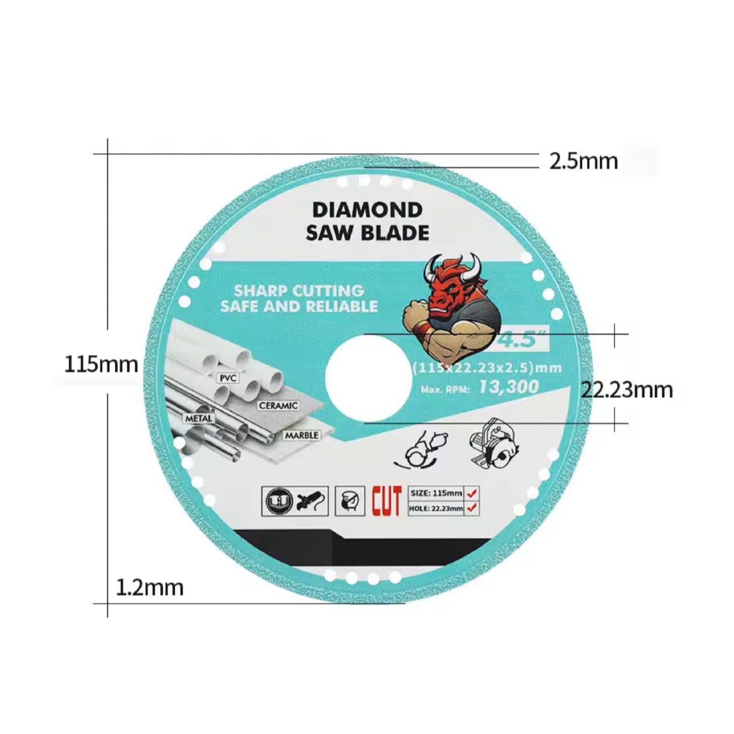 Set de 5 Discos de Diamante 4 1/2” – Corte Multiusos para Metal, Piedra, Mármol, Porcelanato, y más