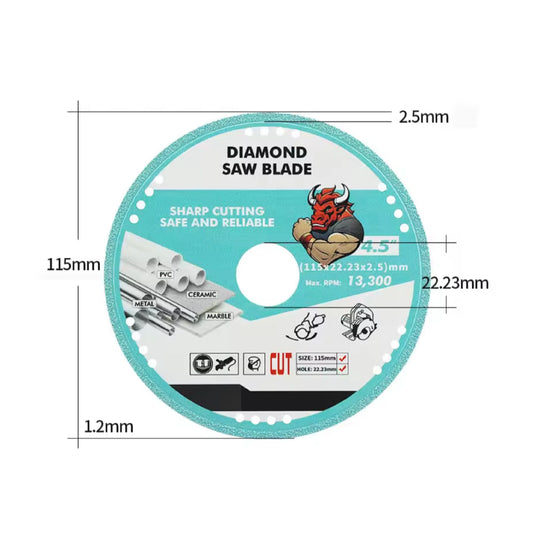 Set de 5 Discos de Diamante 4 1/2” – Corte Multiusos para Metal, Piedra, Mármol, Porcelanato, y más