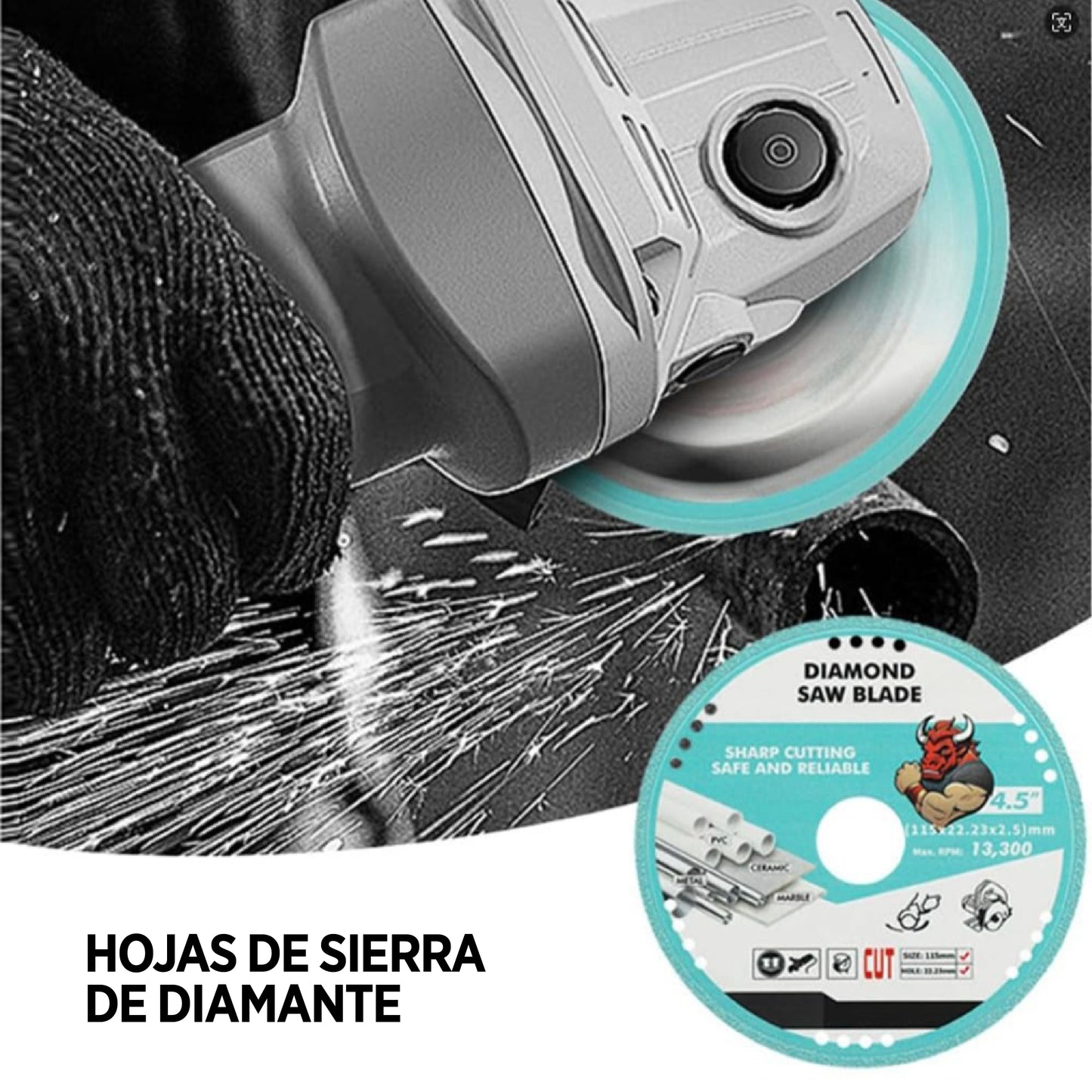 Set de 5 Discos de Diamante 4 1/2” – Corte Multiusos para Metal, Piedra, Mármol, Porcelanato, y más
