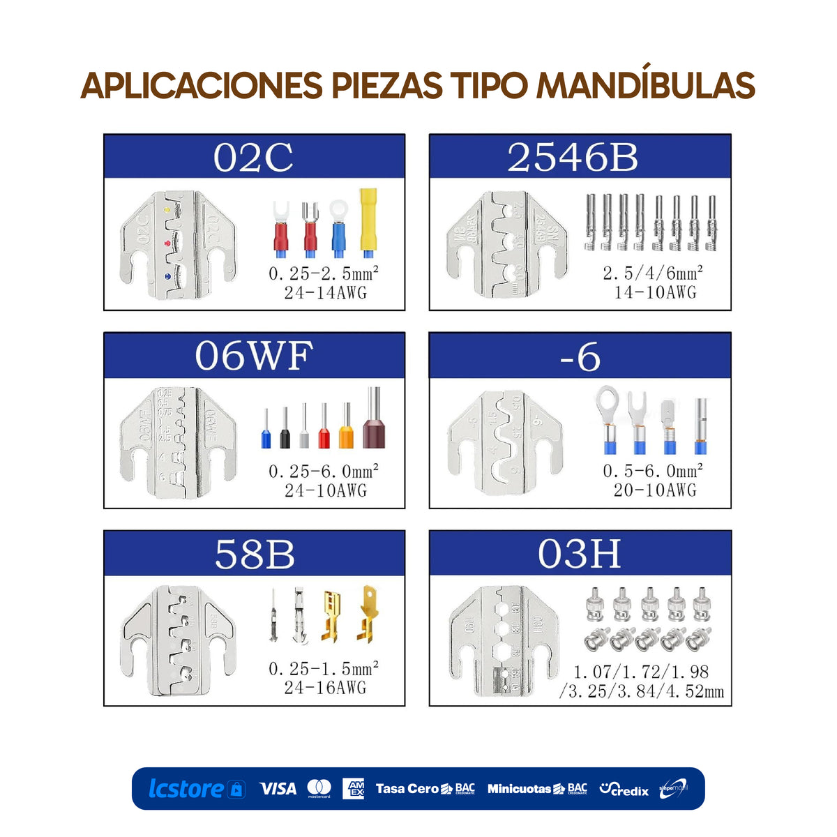 Kit Profesional de Pinza Crimpadora con 5 Cabezas Intercambiables