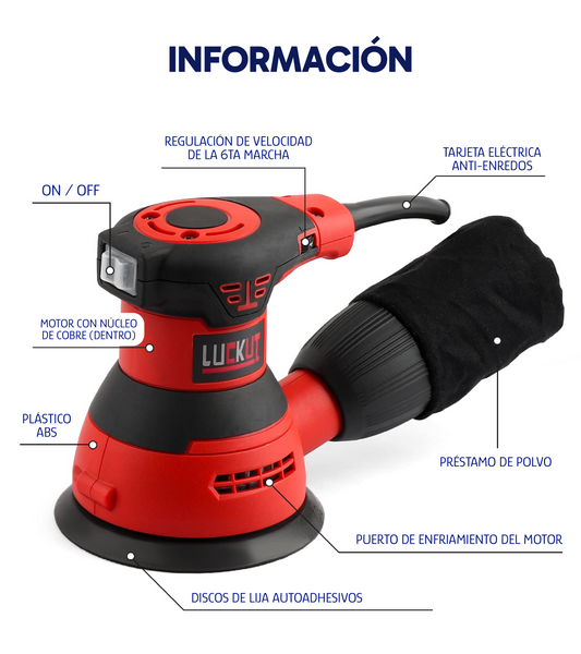 Lijadora orbital aleatoria de 5 pulgadas 350W