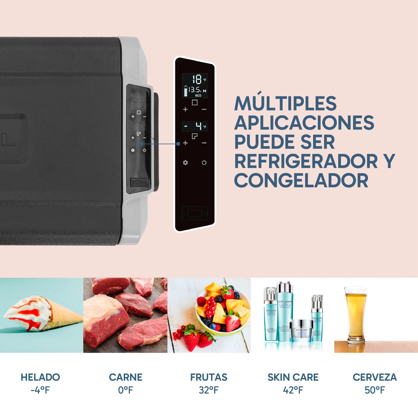 Refrigerador Portátil Alpicool T60 – 60L | 12V y 110V | Congelador y Doble Control de Temperatura