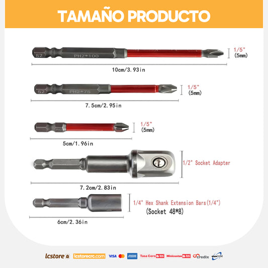 Set de 10 Brocas Multimaterial y Puntas de Impacto S2