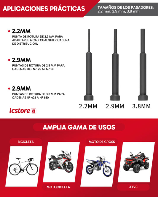 Juego de 13 Piezas Rompecadenas y Remachadora para Motocicleta (25–630) 🔧