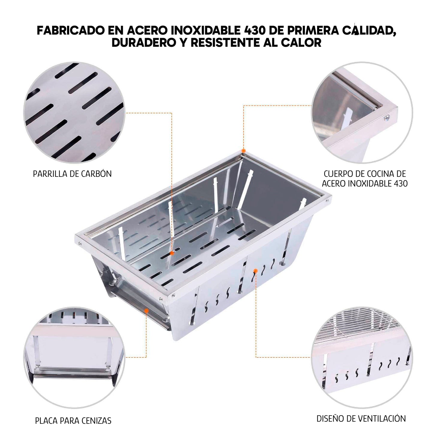 Parrilla Portátil de acero inoxidable