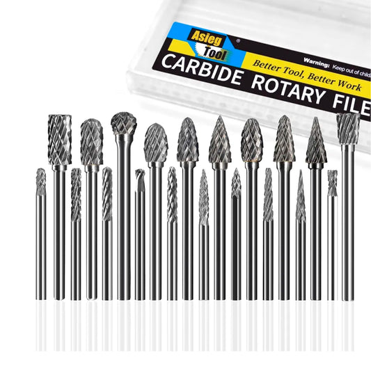 Kit de 20 Fresas Rotativas de Tungsteno – Herramientas de Precisión para Tallado y Pulido