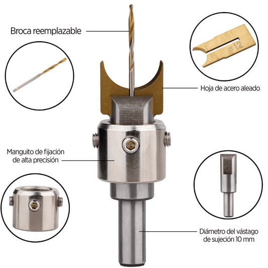 Juego de brocas y fresas para hacer bolas de madera