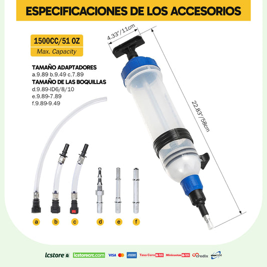 Extractor e Inyector de Fluidos Automotriz Gran Capacidad (1500 cc / 1.5 Litros)