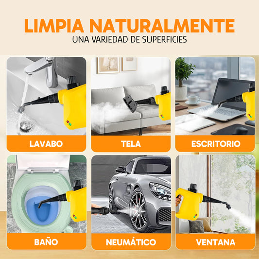 Limpiador de Vapor de Mano Multiusos con 9 Accesorios