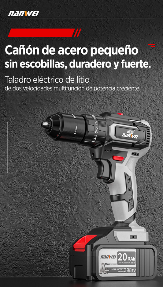 Taladro Inalámbrico Nanwei 1 batería de 21 Voltios Chuck Metálico 3/8