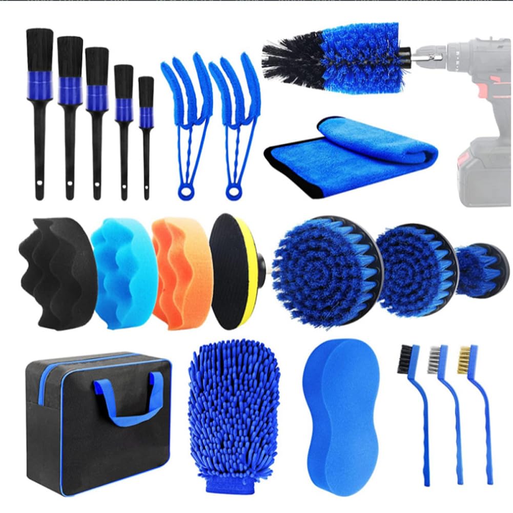 Kit de limpieza y Cepillos para Detalles de Automóviles y motocicletas – 29 Piezas