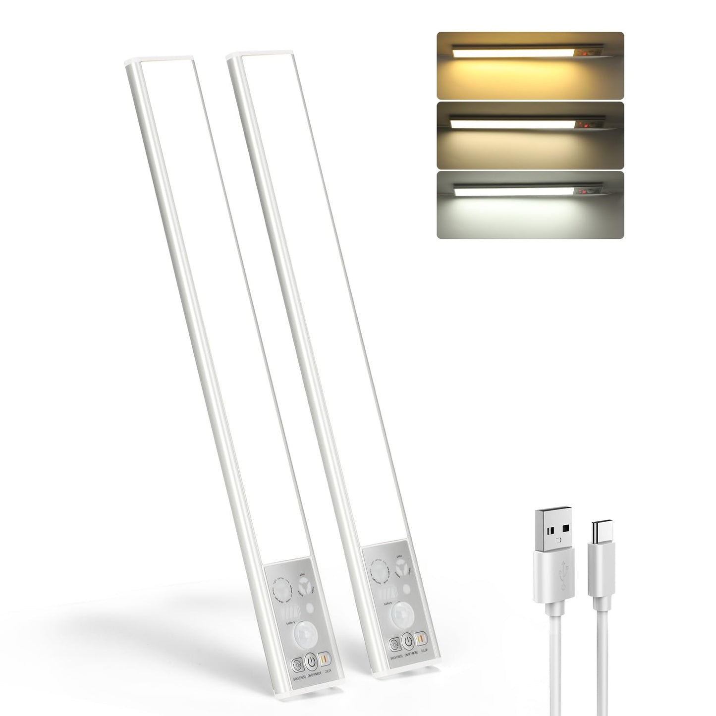 Pack de 2 Luces LED Ocultas Recargables con Sensor de Movimiento