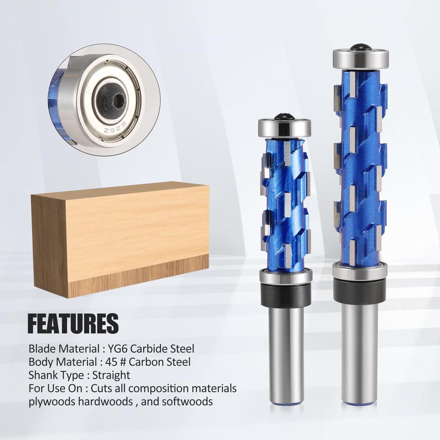 Juego de 2 Fresas Copiadoras con Broca de Enrutador de Corte al Ras