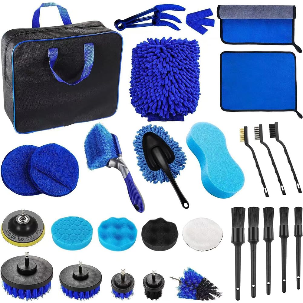 Kit de limpieza y Cepillos para Detalles de Automóviles y motocicletas – 29 Piezas