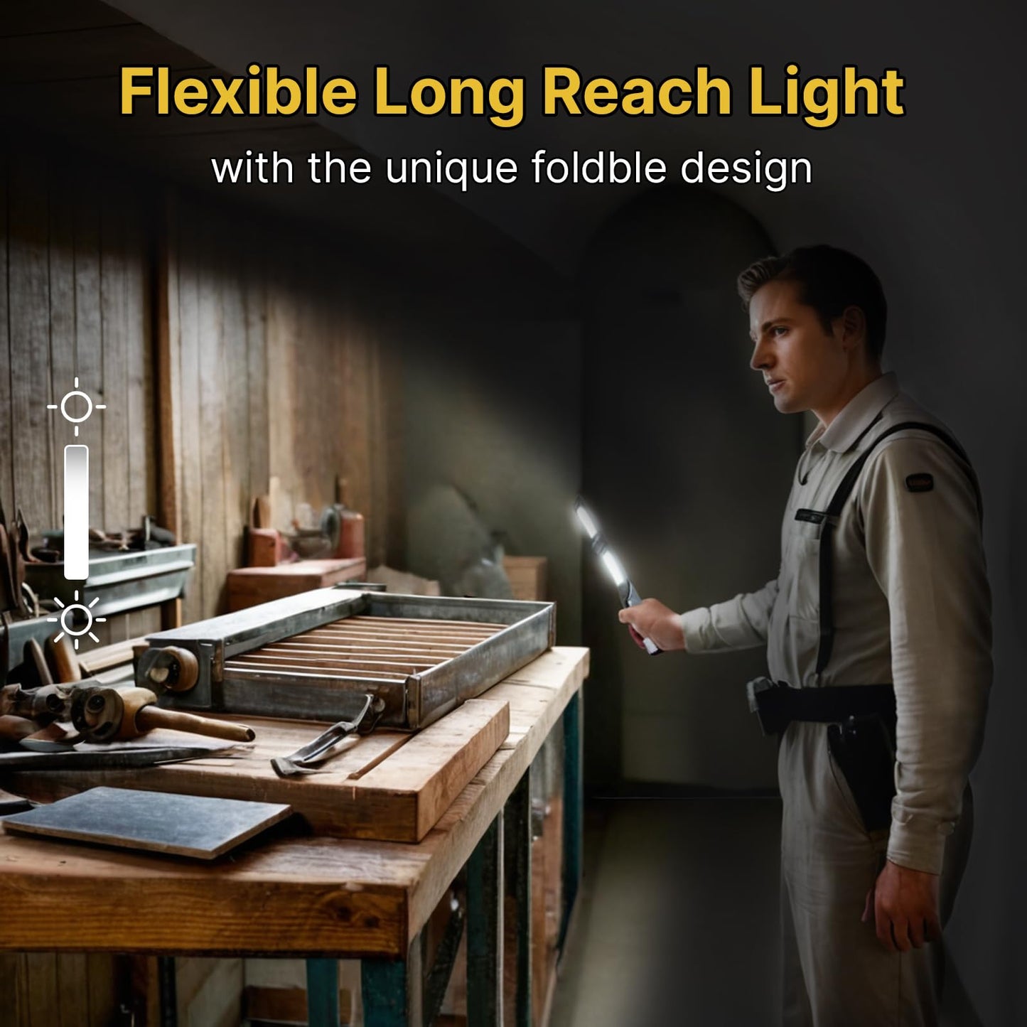 Pack de 2 Luces de Trabajo LED Recargables – 4 Modos, Luz de Emergencia Roja, Banco de Energía y Base Magnética