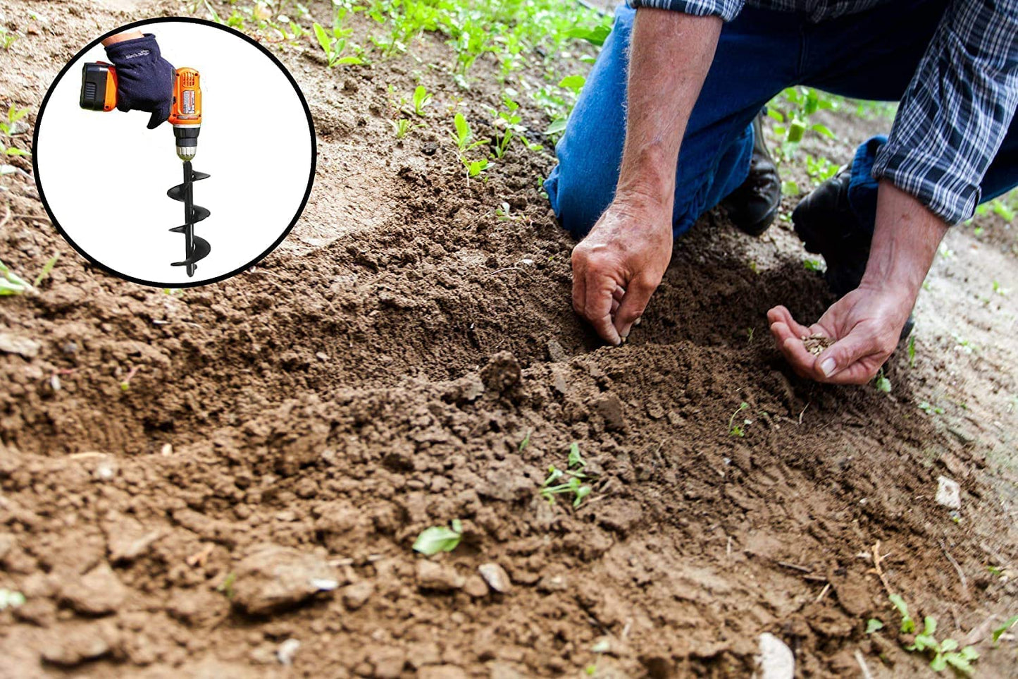 Broca para Jardinería – Herramienta para Plantar Bulbos y Semillas (100 x 40 mm)