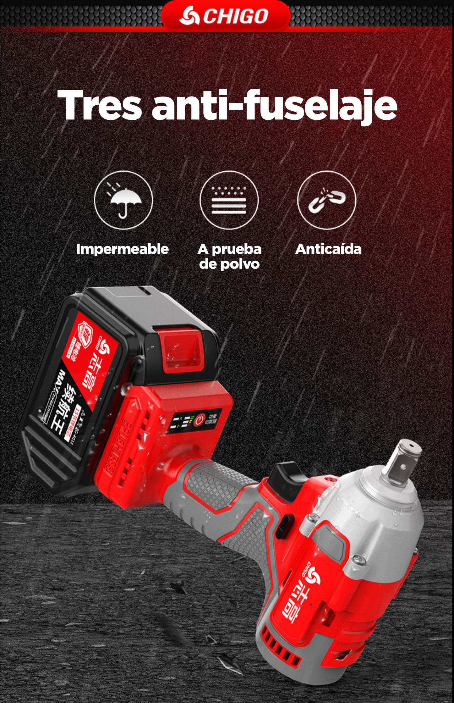 Taladro Impacto 380NM Chigo de 21 Voltios - 2 Baterías