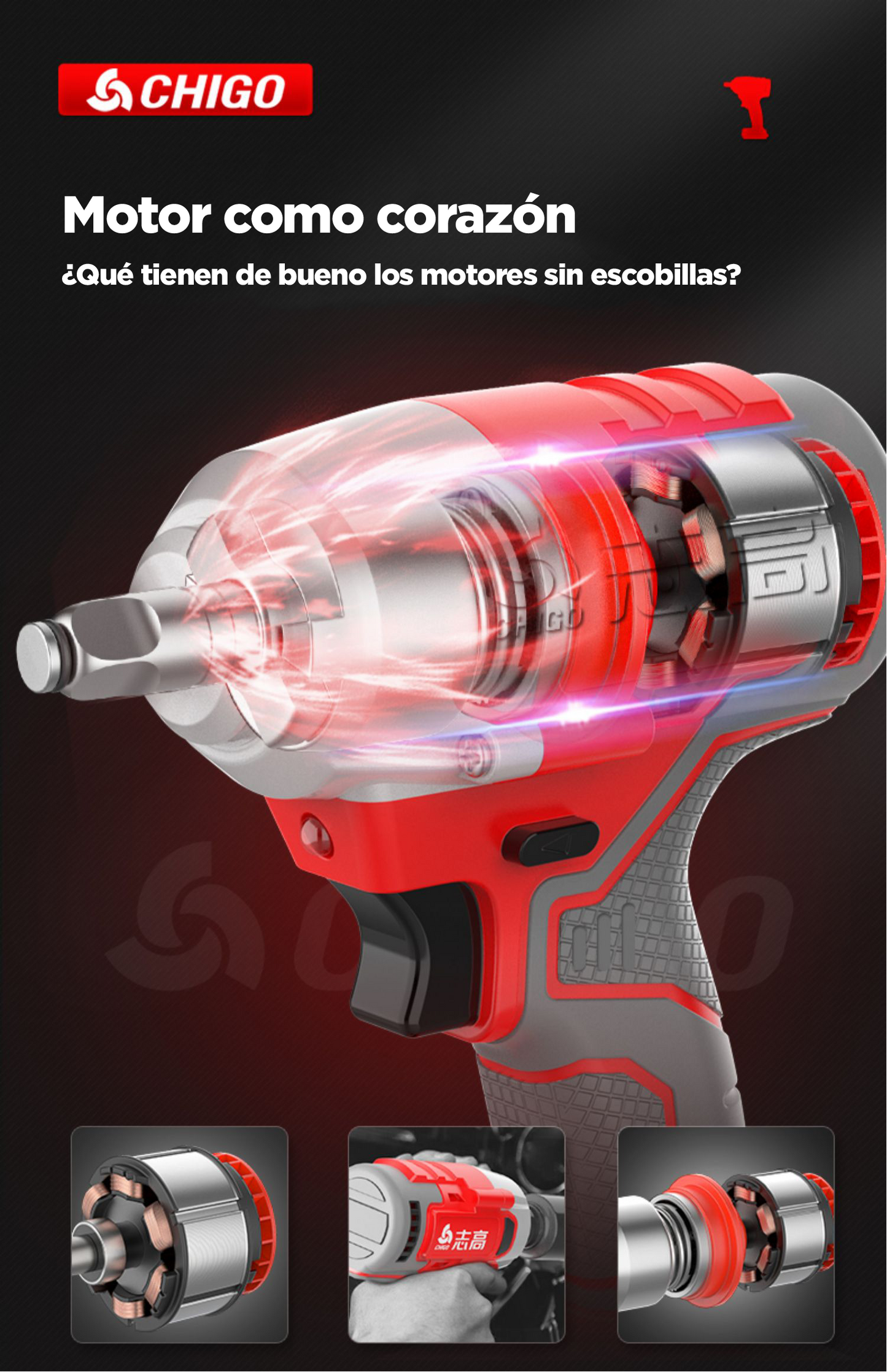 Taladro Impacto 380NM Chigo de 21 Voltios - 2 Baterías