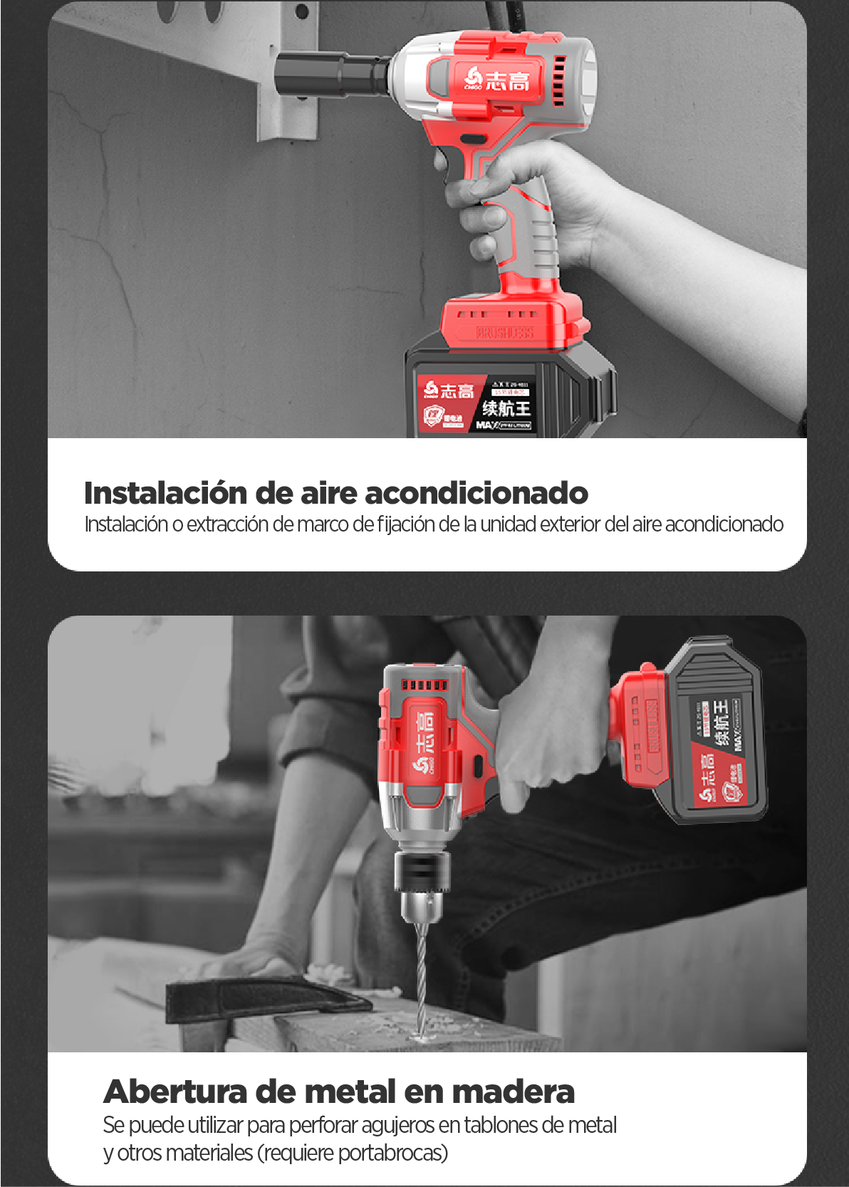 Taladro Impacto 380NM Chigo de 21 Voltios - 2 Baterías