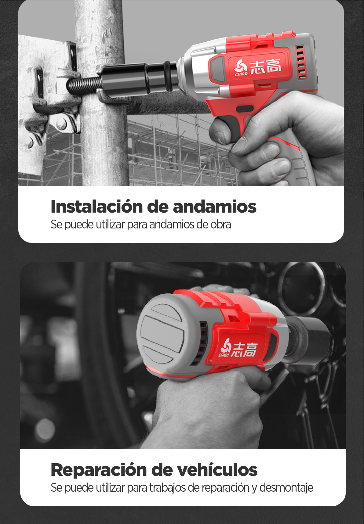 Taladro Impacto 380NM Chigo de 21 Voltios - 2 Baterías