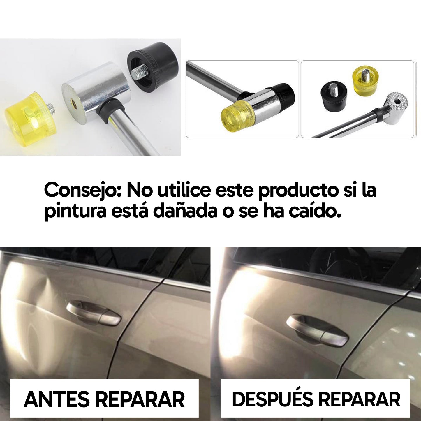 Kit de Reparación de Abolladuras con Martillo y Puntas Intercambiables