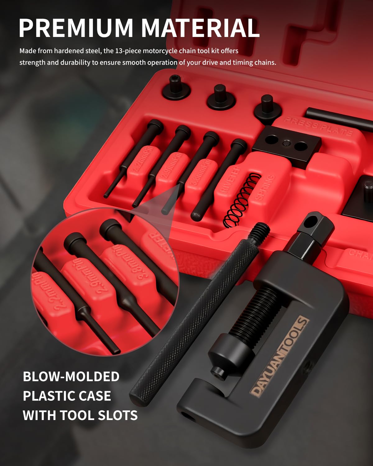 Juego de 13 Piezas Rompecadenas y Remachadora para Motocicleta (25–630) 🔧