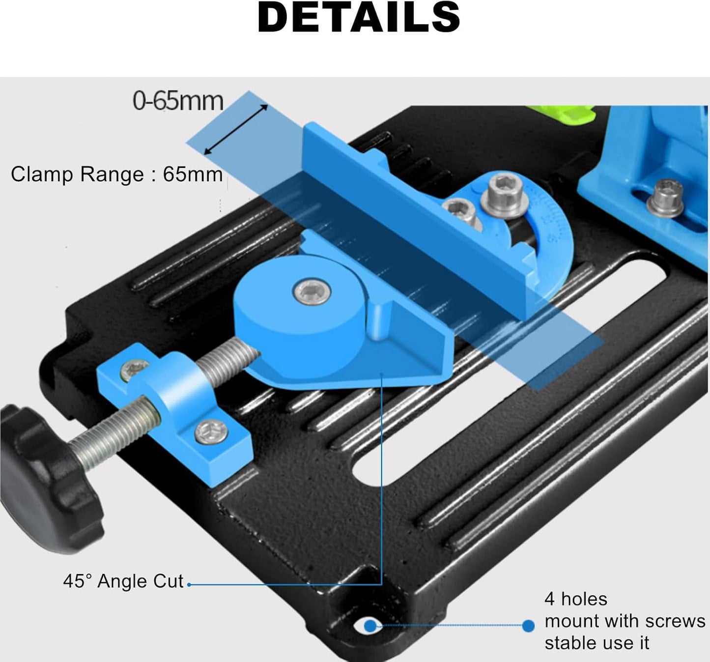 Soporte Ajustable para esmeriladora Angular y Taladro – Corte Preciso de 0° a 45°