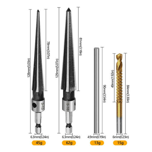 Escariadores hexagonales cónicos para carpintería