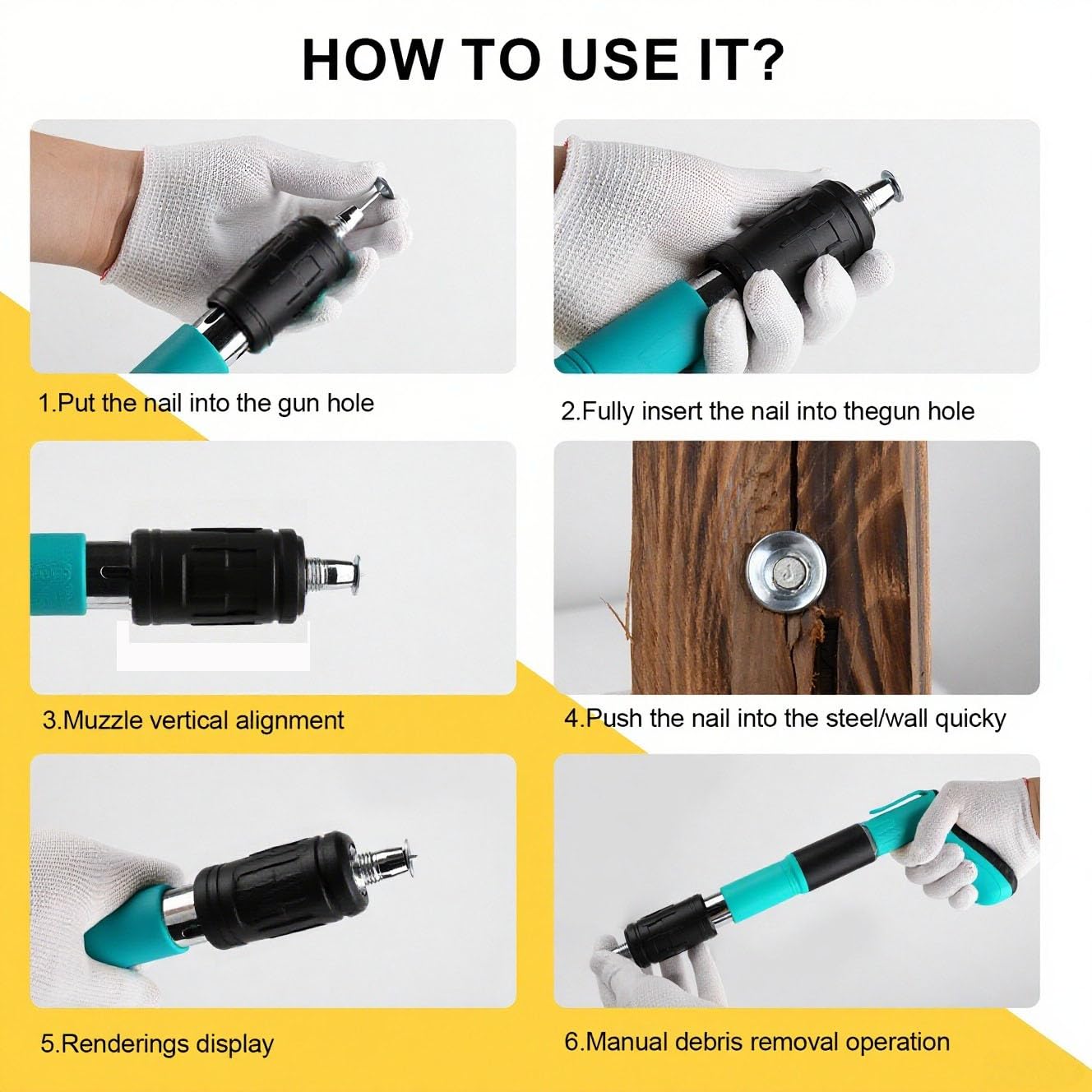 Pistola de clavos para hormigón con 100 clavos