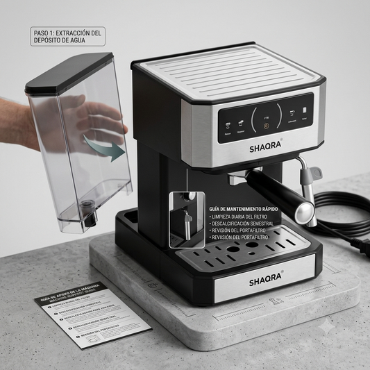 Cafetera Espresso Eléctrica SHAQRA® 850W con Panel Digital (Modelo CA-737T)