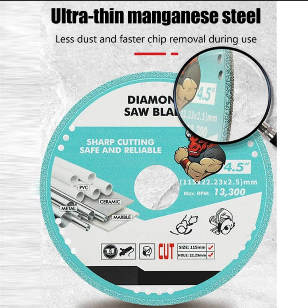 Set de 5 Discos de Diamante 4 1/2” – Corte Multiusos para Metal, Piedra, Mármol, Porcelanato, y más