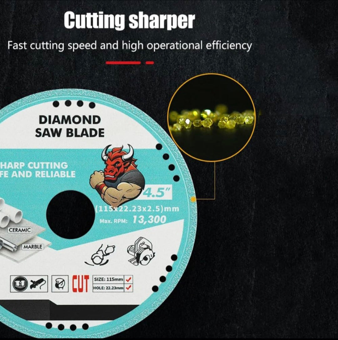 Set de 5 Discos de Diamante 4 1/2” – Corte Multiusos para Metal, Piedra, Mármol, Porcelanato, y más