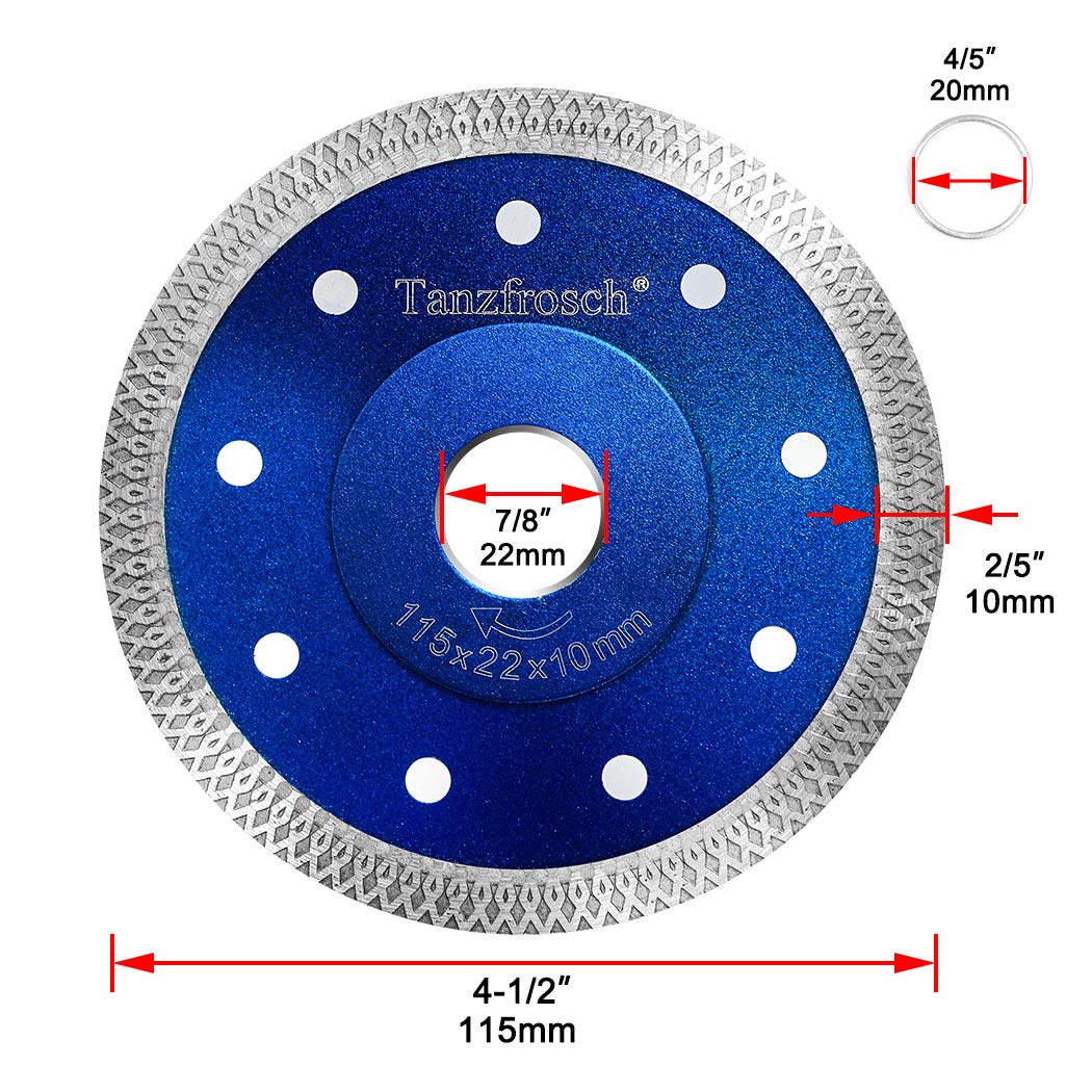 Juego de 5 Discos de Diamante para Amoladora 4.5"