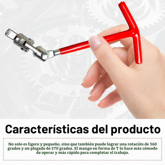 Llave Saca Bujías Tipo T Articulada con 4 Copas Intercambiables