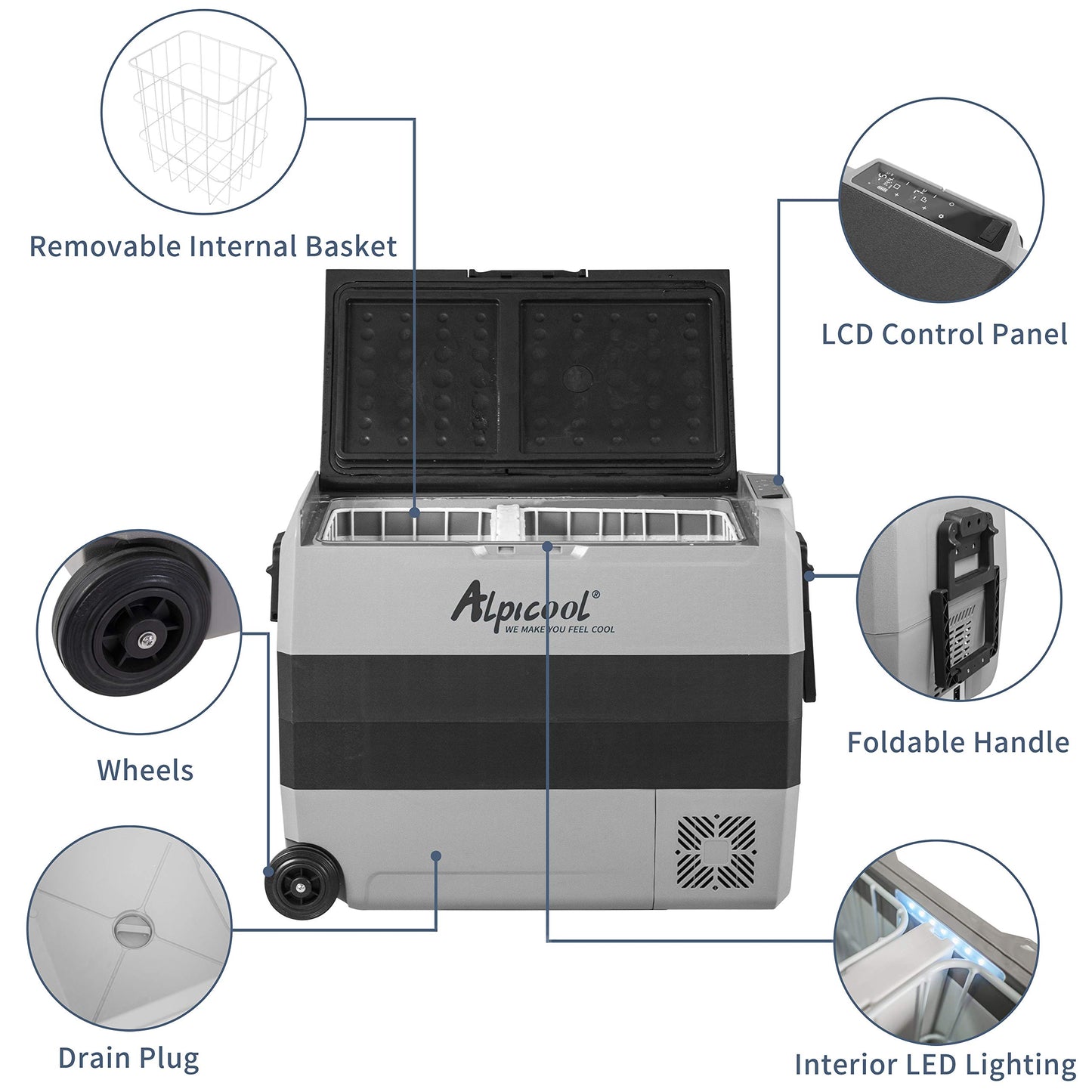 Refrigerador Portátil Alpicool T60 – 60L | 12V y 110V | Congelador y Doble Control de Temperatura