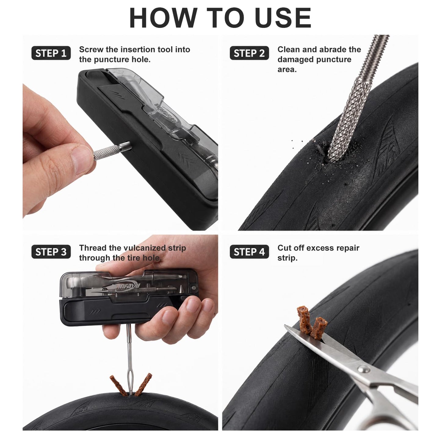 Kit de Reparación de Bicicleta Portátil con Ratchet y Tubeless