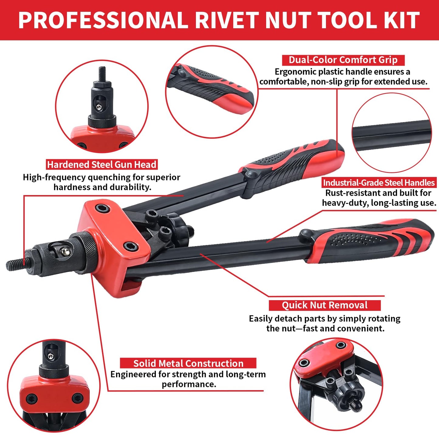 Kit Profesional de Remachadora de Tuercas con Estuche (M3 a M10)