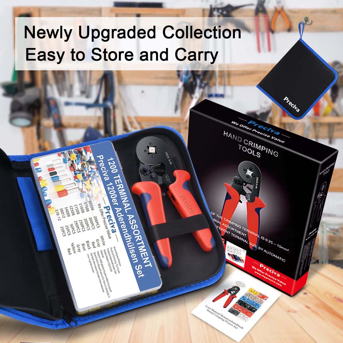 Kit de Herramientas de Crimpado de Alambre con 1200 Terminales