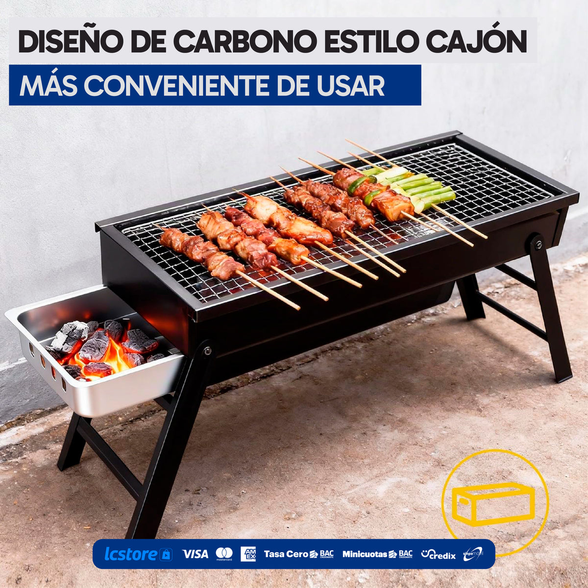 Parrilla BBQ Portátil Plegable de Carbón para Aire Libre