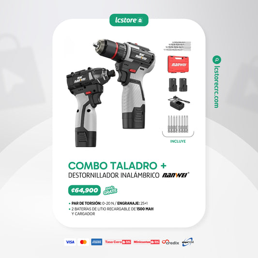 Combo de Taladro + Destornillador Inalámbrico NANWEI