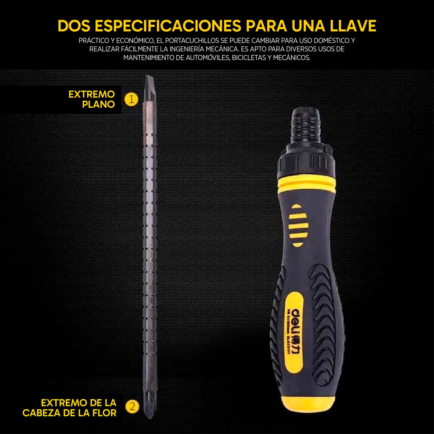 Kit de 3 Destornilladores de Trinquete Doble Punta