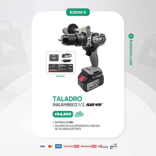 Taladro inalámbrico 1/2 Nanwei de 21 Voltios