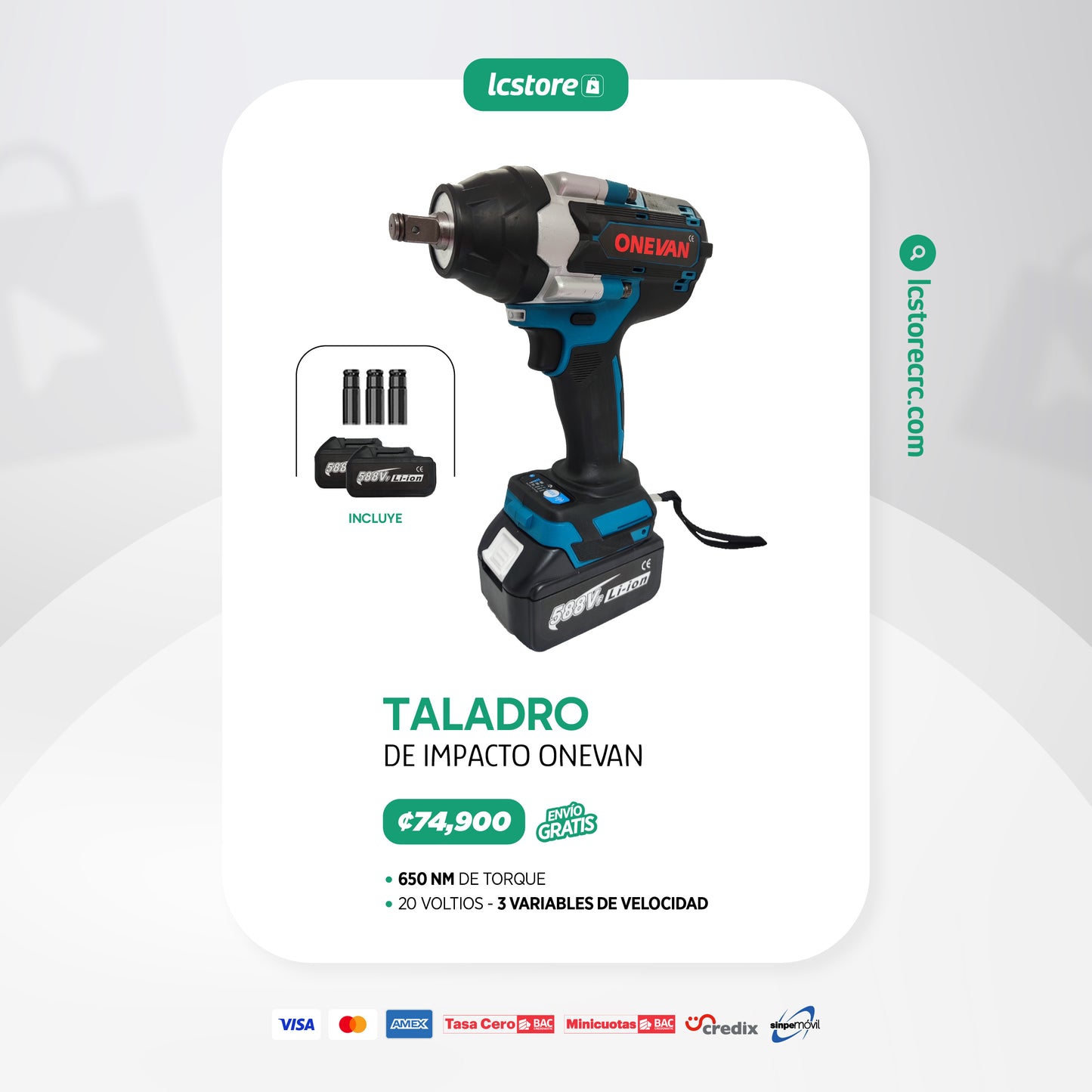 Taladro Impacto Onevan 650NM de 21 Voltios
